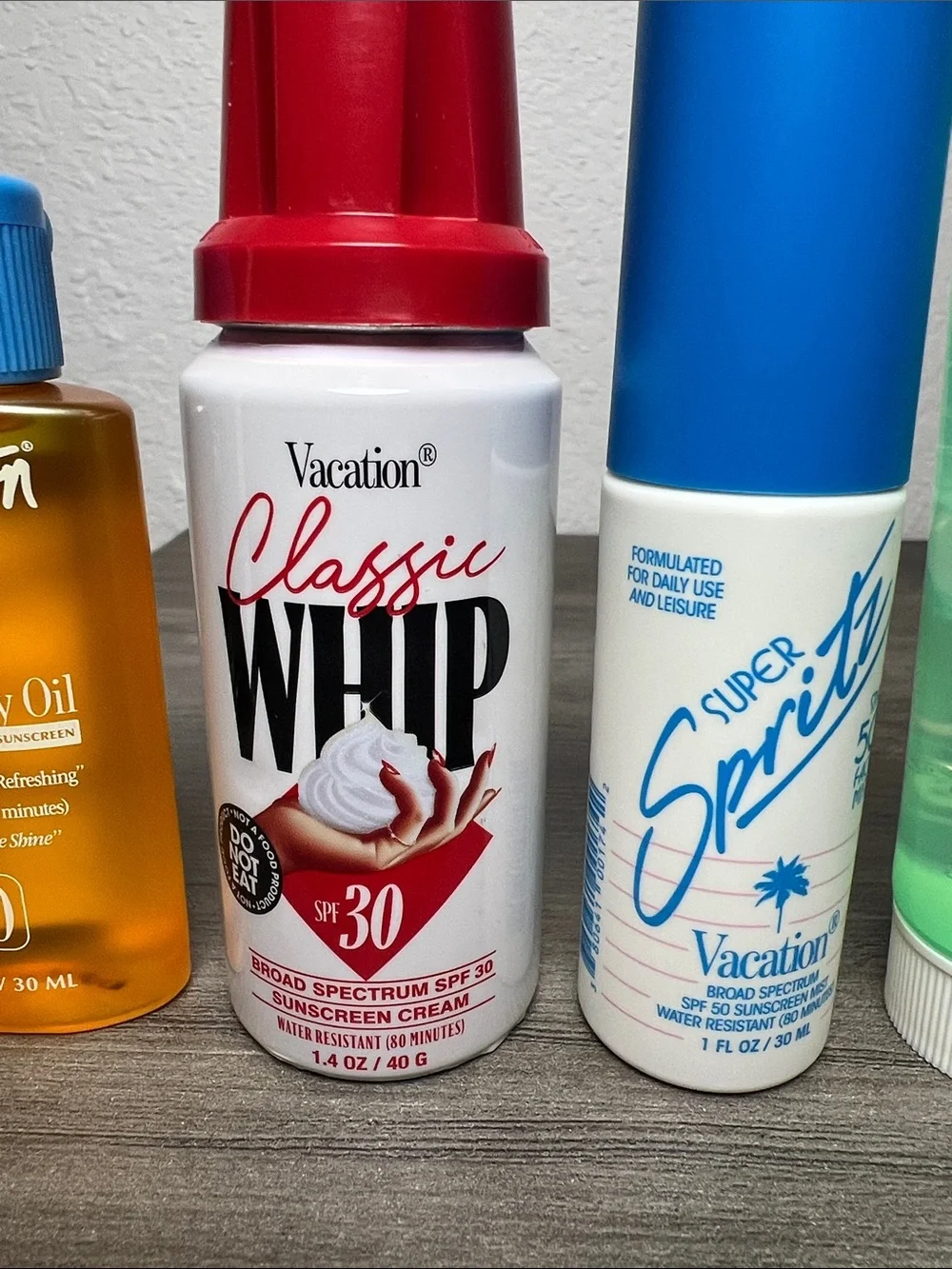 Vacation Sunscreen, Shimmer Oil, Chardonnay Oil, After Sun Gel Bundle